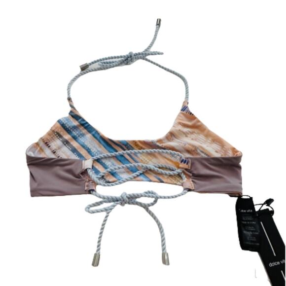 Dolce Vita Bikini Swimsuit Top Cloud Pastel Reversible Halter Bikini Top Size XS - Picture 4 of 11